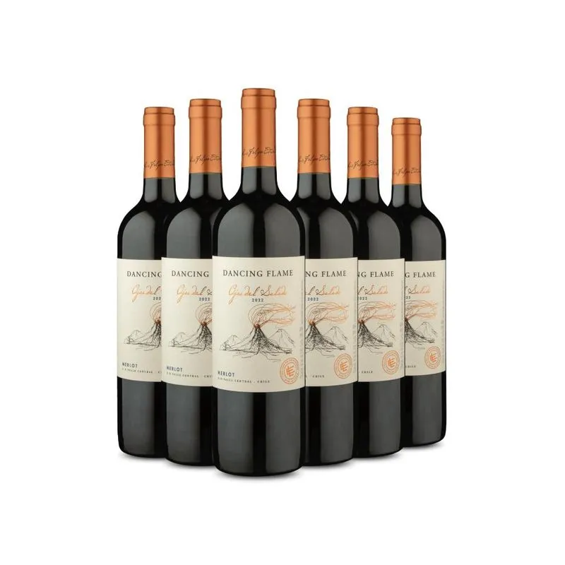 Kit Dancing Flame Ojos Del Salado Merlot 2022 6 Garrafas