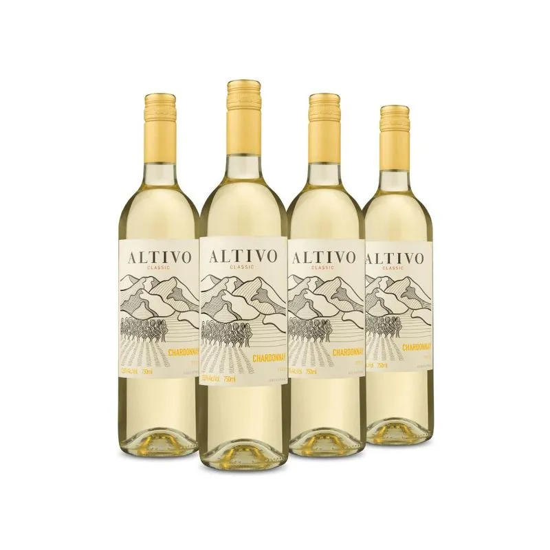 Kit Vinho Branco Altivo Classic Chardonnay 2022 4 Garrafas