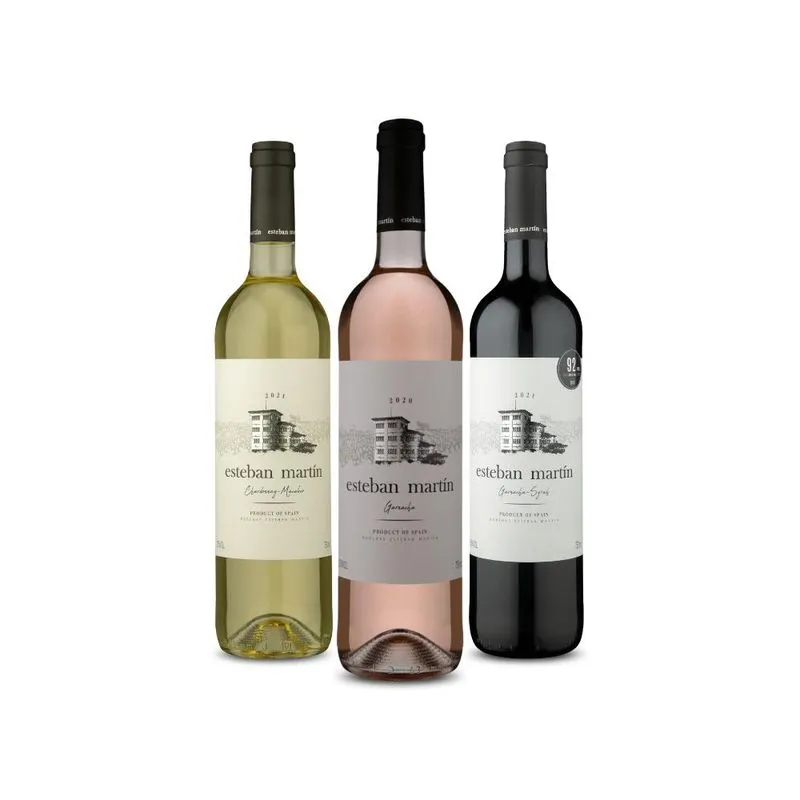 Kit 3 Vinhos Espanhois Esteban Martín Dop Tinto Branco Rose