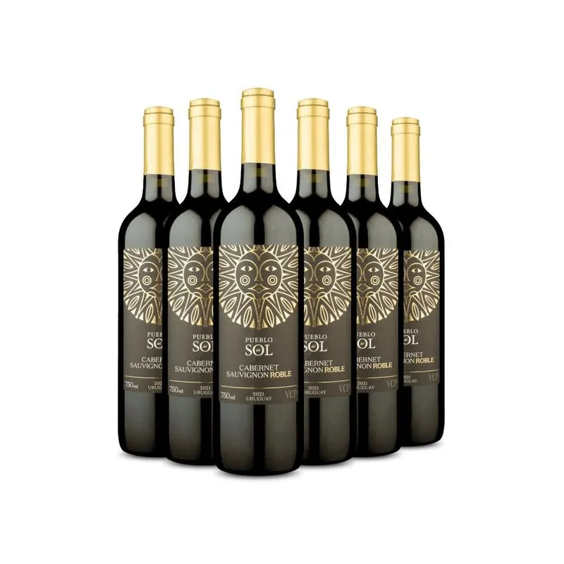 Kit 6 Vinho Pueblo Del Sol Roble Cabernet Sauvignon 2021