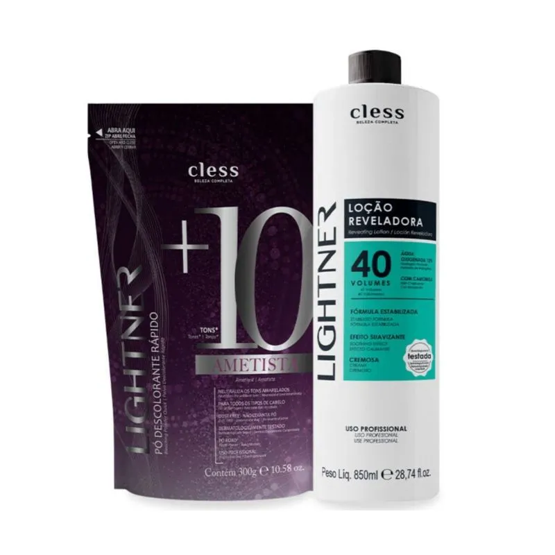 Kit Lightner 2pc (Agua Oxigenada 40vol 850ml + Pó Descolorante 300g)
