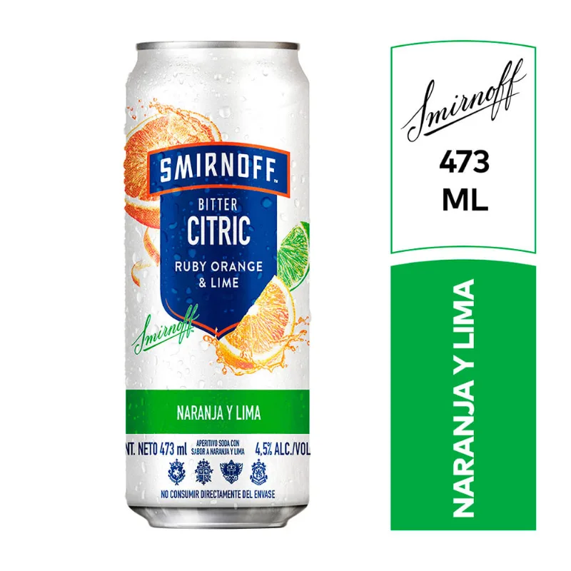 Aperitivo Sabor Naranja y Lima 473 Ml Smirnoff Vodka Smirnoff Bitter Citric Ruby Orange & Lime