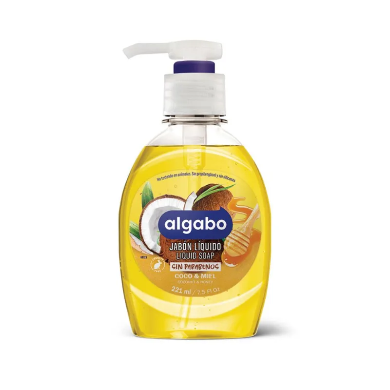 Jabón líquido Algabo coco y miel 221 cc.