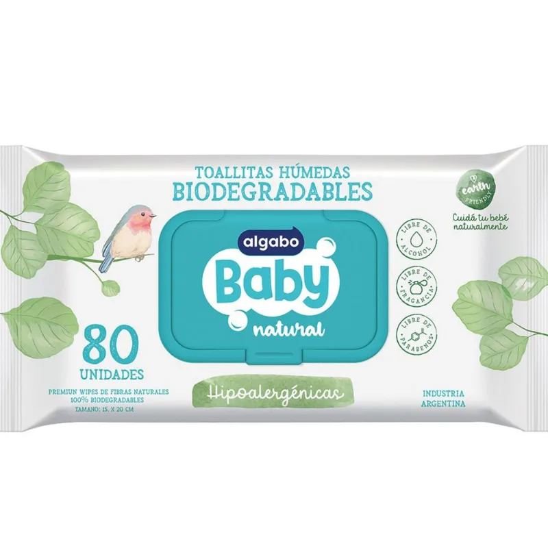 Toallitas humedas Algabo baby biodegradable 80 uni