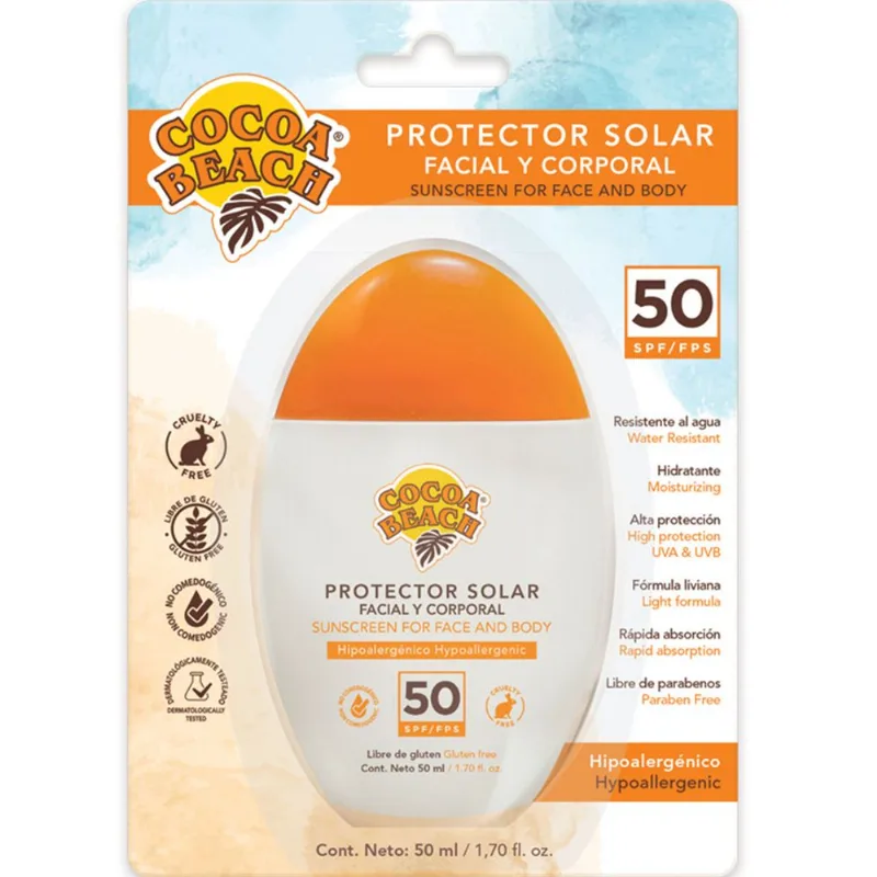 Protector solar facial y corporal Cocoa Beach FPS50 50 ml