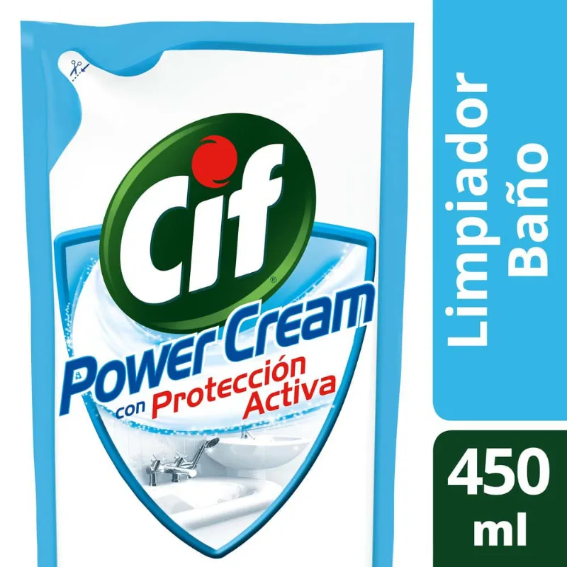 Cif Limpiador Power Cream Baño Repuesto Económico 450ml Limpiador De Baño Cif Power Cream Repuesto Económico 450 Ml
