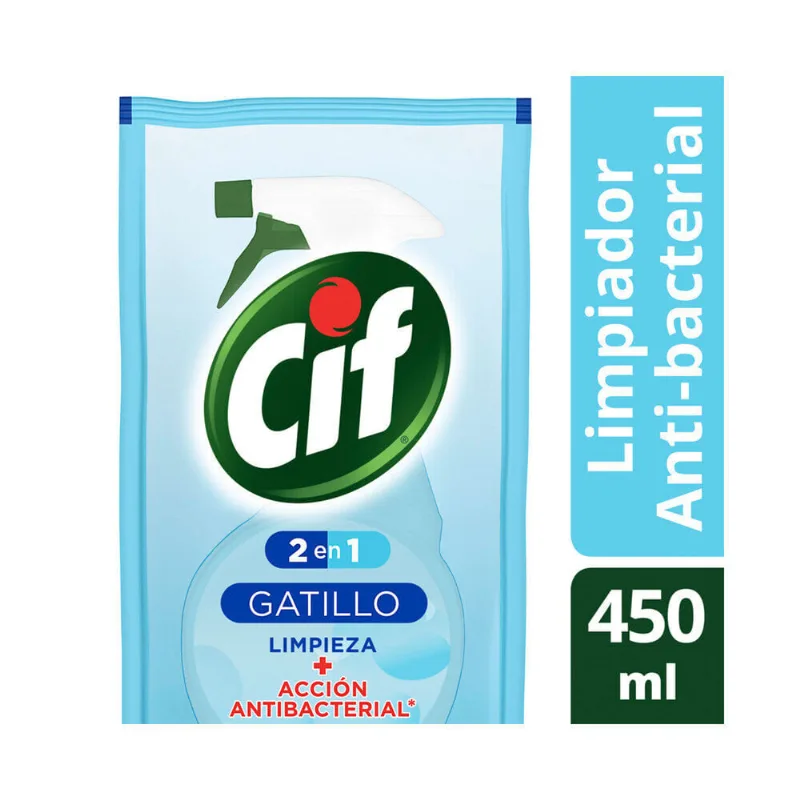 Limpiador Cif 2 en 1 antibacterial recarga 450 ml