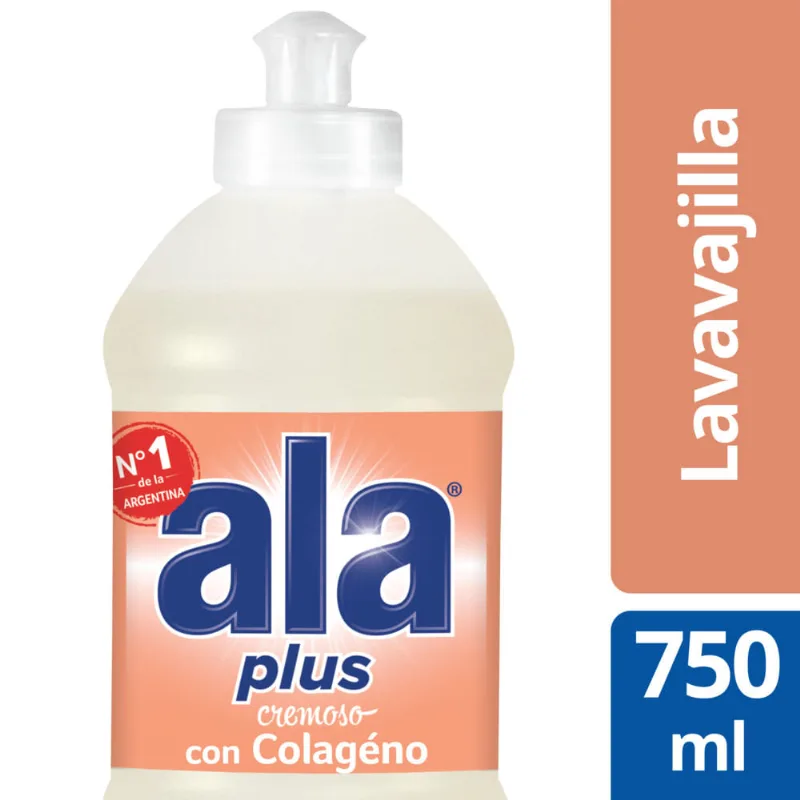 Ala Lavavajillas Regular Cremoso Botella Colageno 750ml Detergente Lavavajilla Ala Cremoso Colágeno 750 Ml