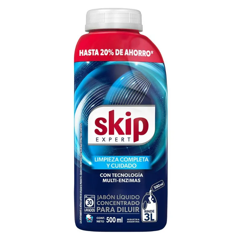 Jabón Líquido Skip Fibercare Bio Enzimas Diluible x 500 ml