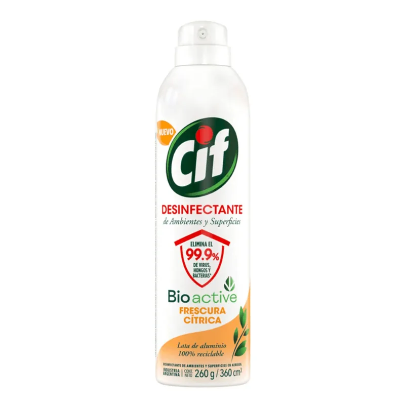 Desinfectante de Ambientes y Superficies En Aerosol 360 Ml Frescura Cítrica