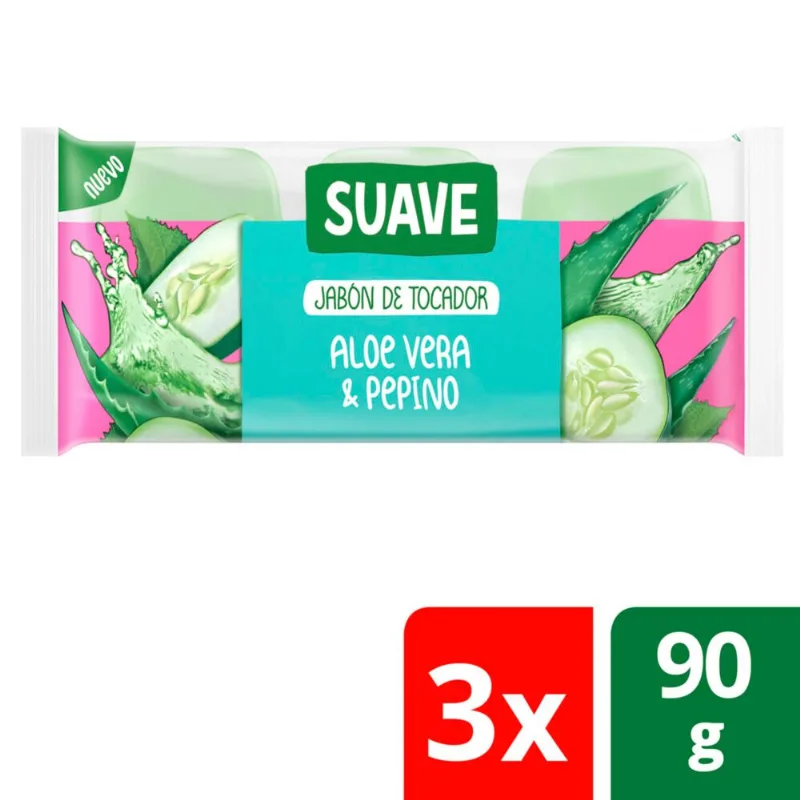 Jabón de tocador Suave pepino y aloe vera 3 u.