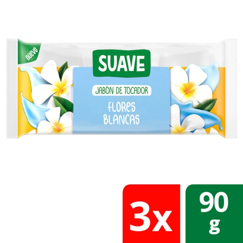 Jabón de tocador Suave flores blancas multipack 3x90 g Jabón de tocador Suave flores blancas 3 u.