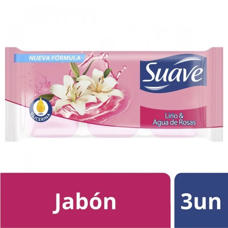 Jabón de tocador lirio y agua de rosas 90 g. x 3 uni