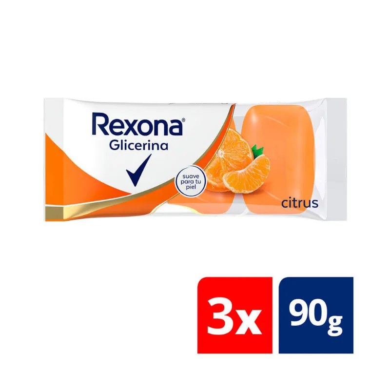 Jabón de tocador Rexona citrus 3 uni x 90 g.