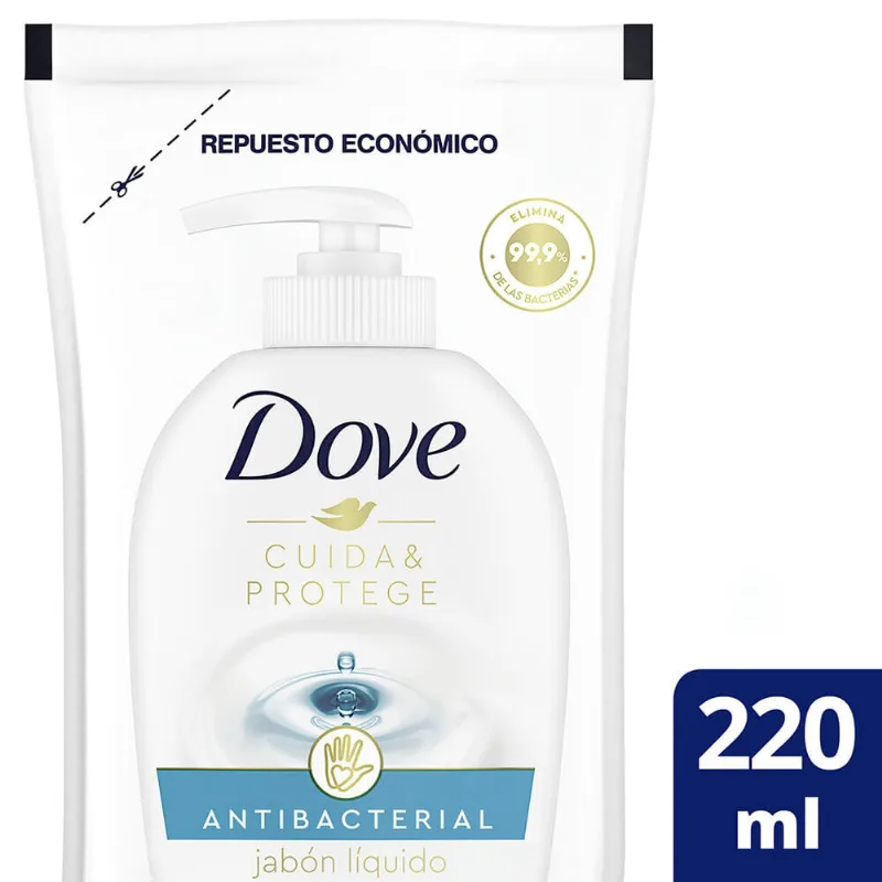 Jabón líquido Dove antibacterial cuida & protege 220 ml refill