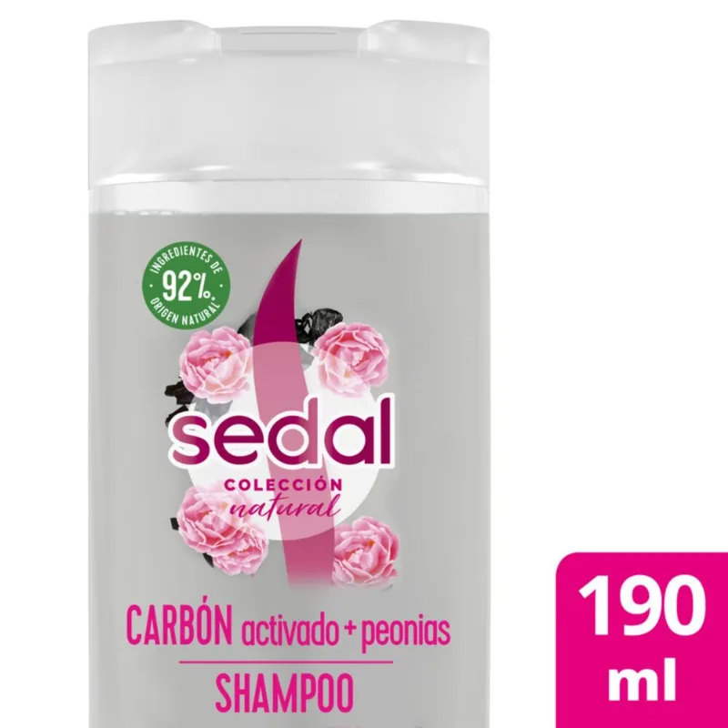 Shampoo Sedal carbón activado + peonias 190 ml.