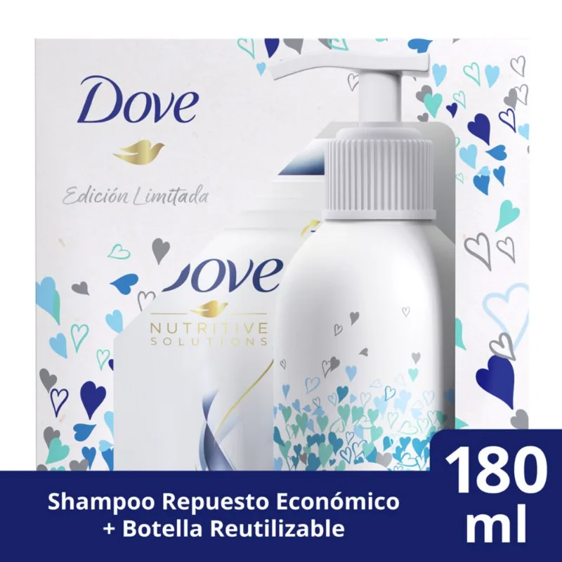Shampoo Dove reconstrucción completa + botella de aluminio 180 ml.