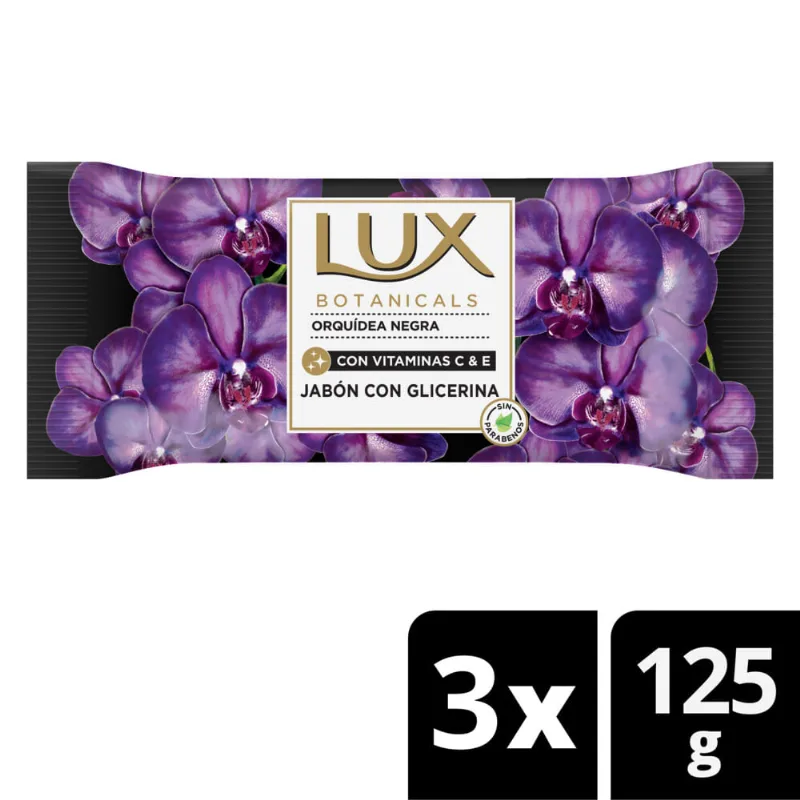 Jabón de tocador Lux orquídea negra 125 g. x 3 uni