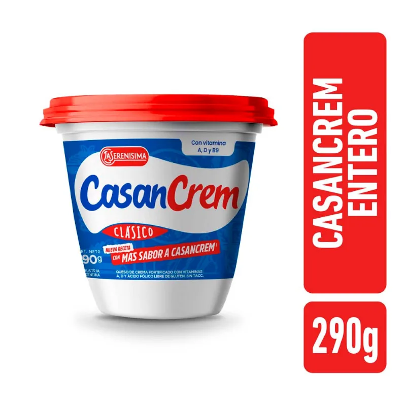 Queso Crema Clásico Entero Casancrem. 290gr.