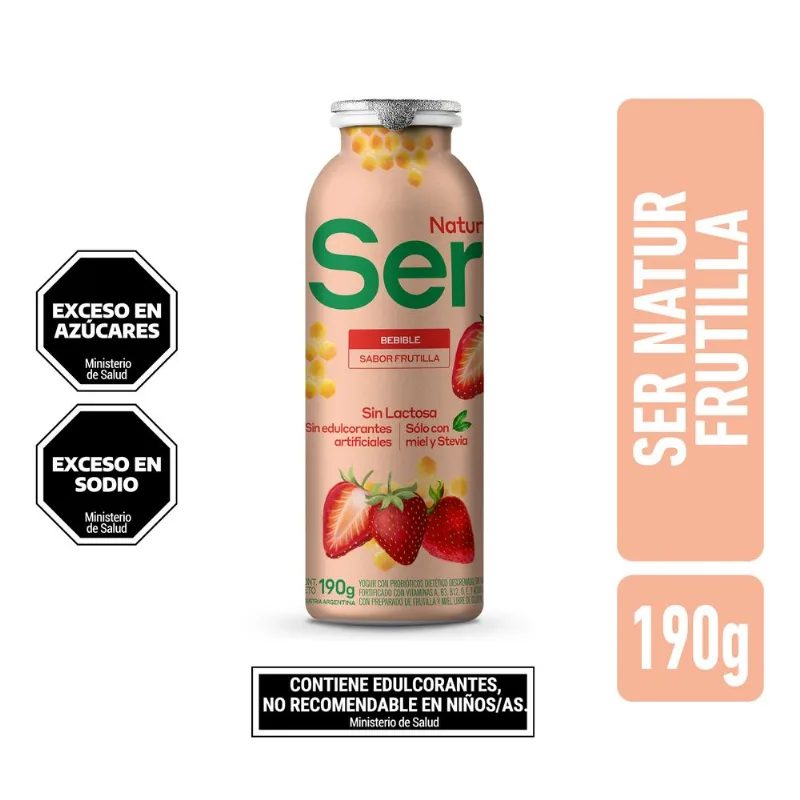 Yogur bebible descremado Ser natural frutilla 190 g.?