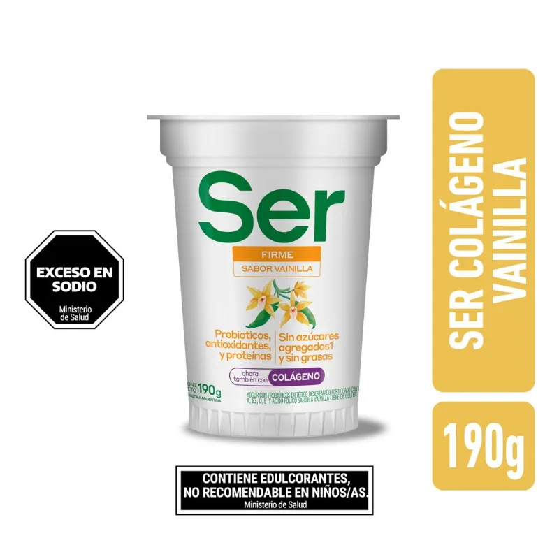 Yogur firme descremado Ser colágeno vainilla 190 g.?