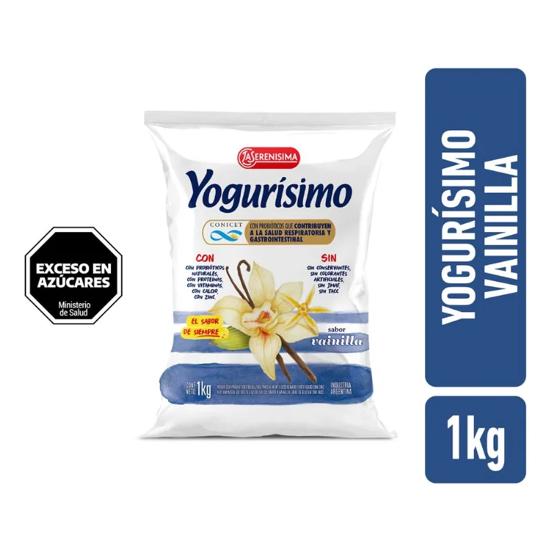 Yogur bebible Yogurísimo sabor vainilla conicet sachet 1 lt.