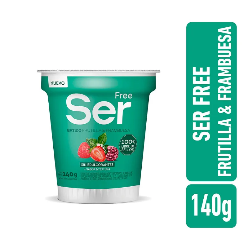 Yogur Ser Frambuesa 140g Yogur Free Batido Frutilla Y Frambuesa Ser 140gr
