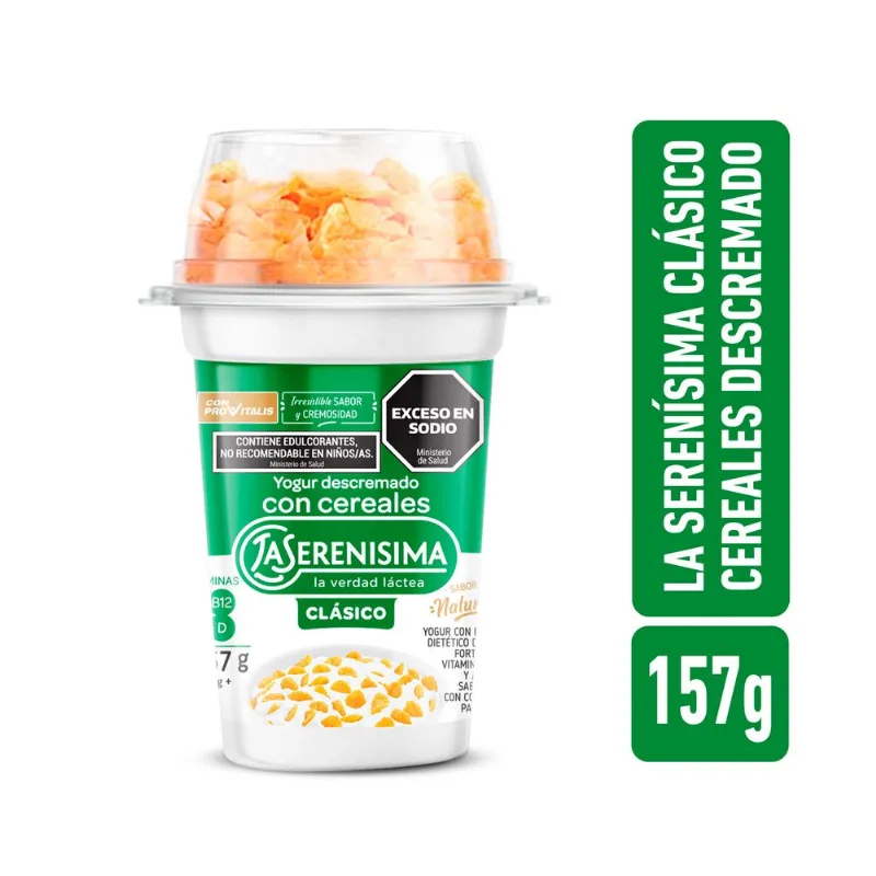 Yogur batido descremado con cereales La Serenísima Clásico 157 g.
