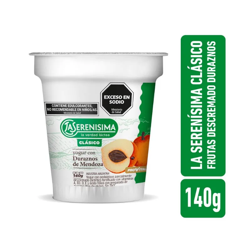 Yogur descremado La serenísima con durazno 140 g.