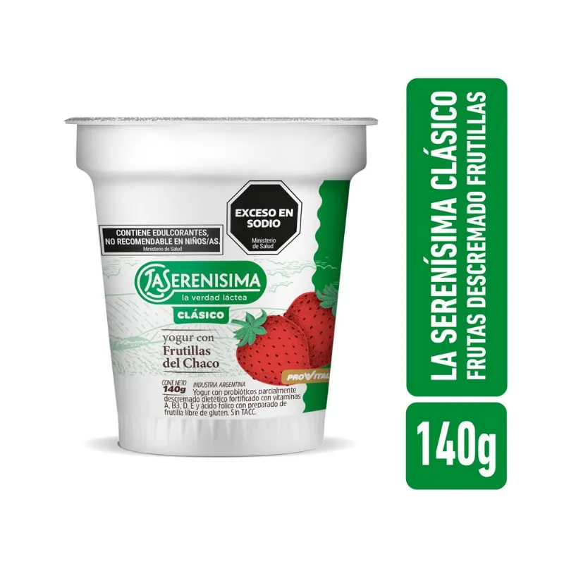 Yogur descremado batido La serenísima sabor frutilla 140 g.