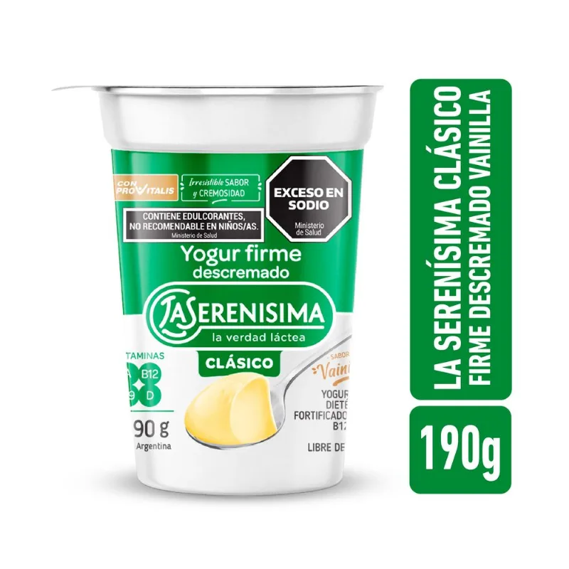 Yogur firme descremado vainilla La Serenísima clásico 190 g.