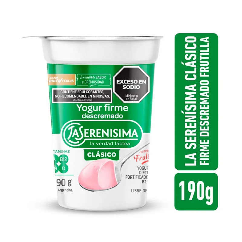 Yogur firme descremado frutilla La Serenísima clásico 190 g.