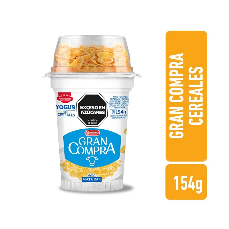 Yogur batido natural con cereales Gran Compra 154 grs