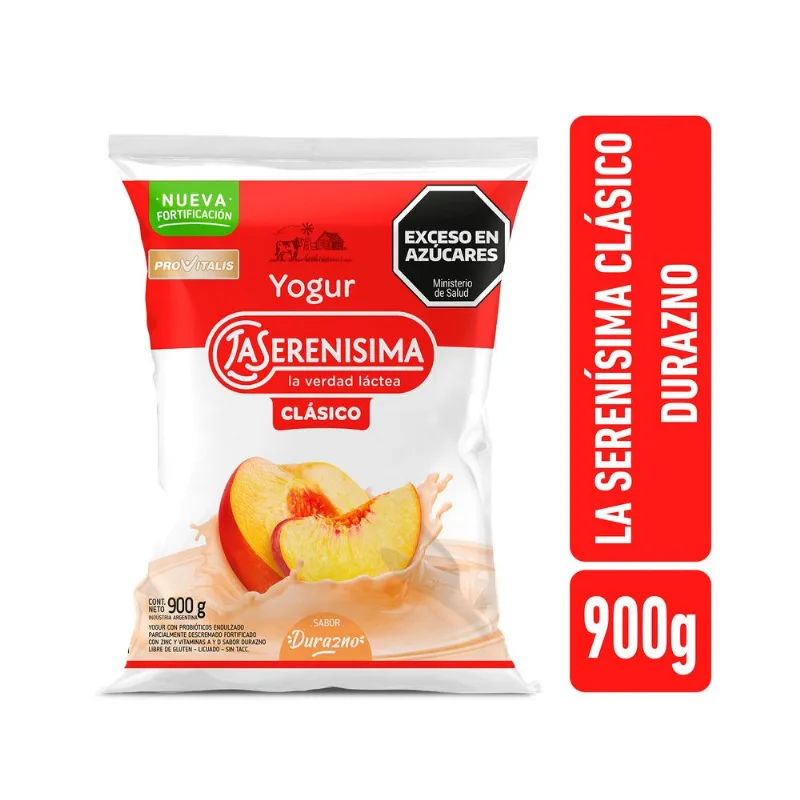 Yogur bebible durazno La SerenÍsima clásico 900 g.