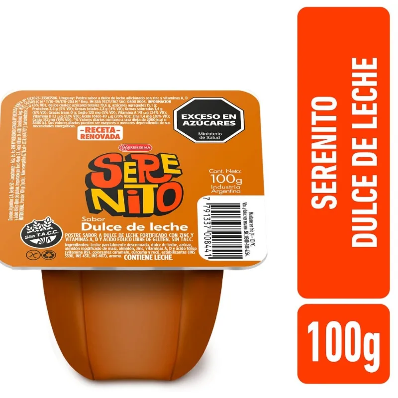 Postre dulce de leche Serenito 100 g.