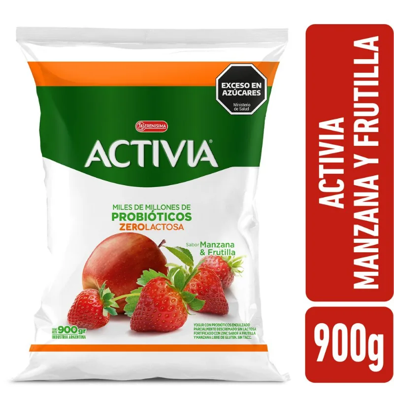 Yogur bebible sachet manzana frutilla Activia 900 grs