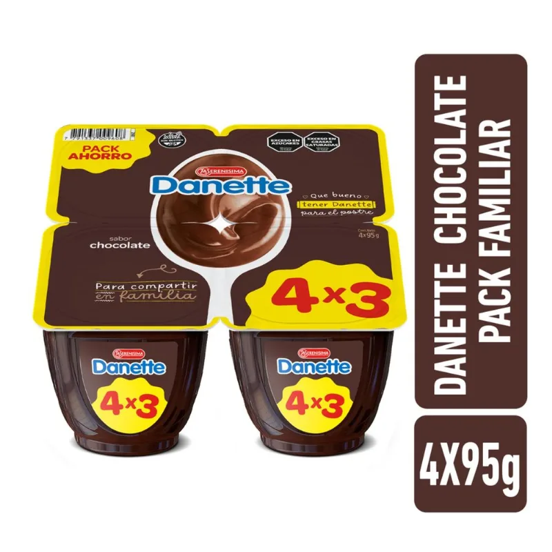 Postre de chocolate Danette pack x4 95 g.