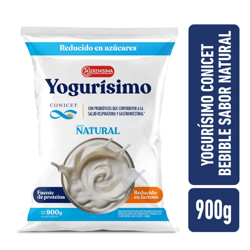 Yogur bebible natural sin endulzar Conicet Yogurisimo 900 grs