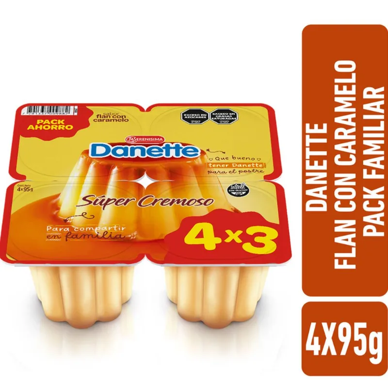 Postre flan sabor vainilla Danette pack x4 95 grs