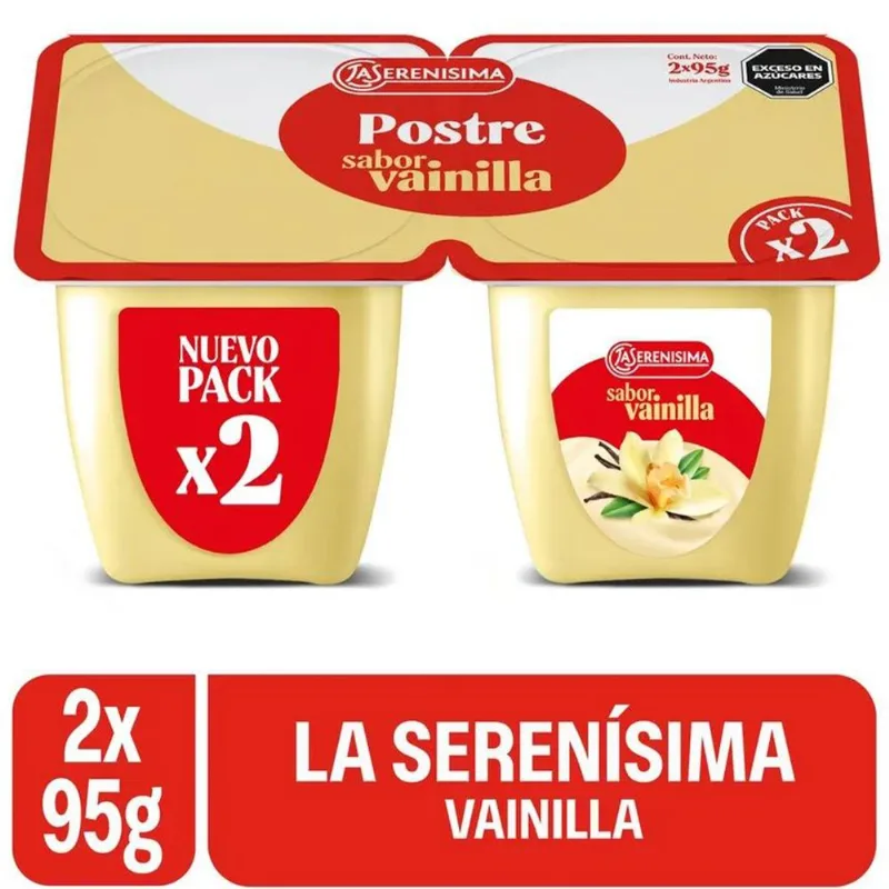Postre de vainilla La Serenísima pack x2 95 grs