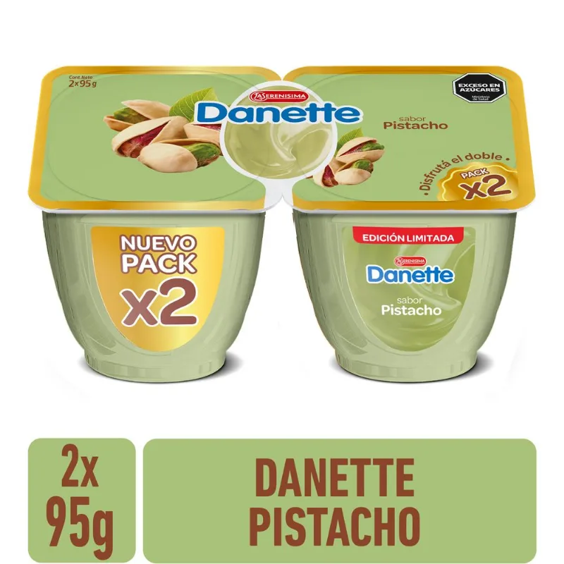 Postre Danette de pistacho pack x2 95 grs
