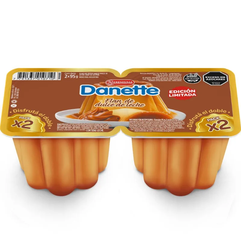 Danette flan con dulce de leche Pack 2 uni