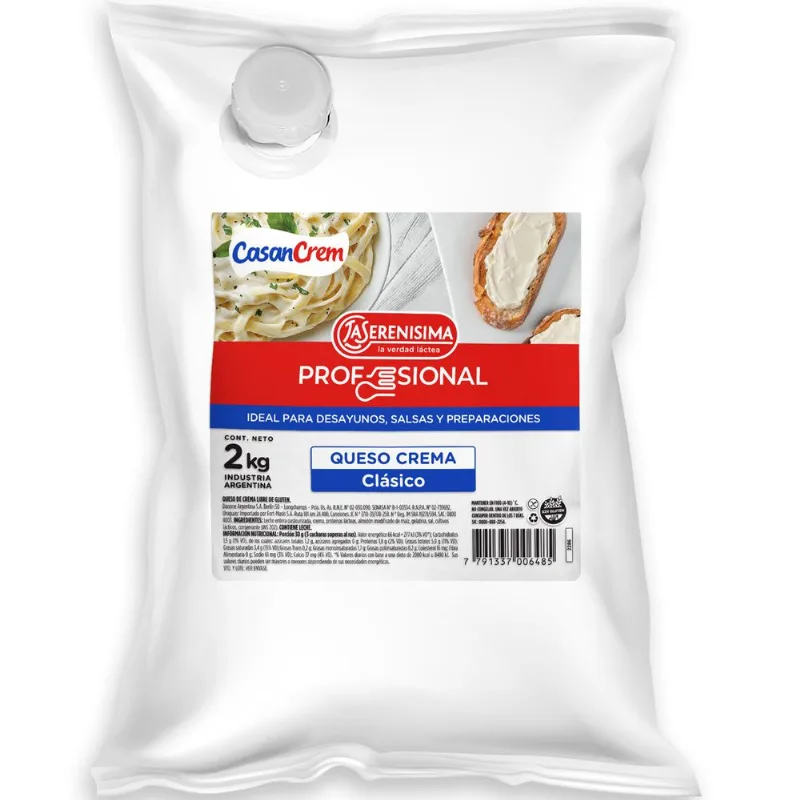 Queso crema clásico Casancrem sachet 2 kg