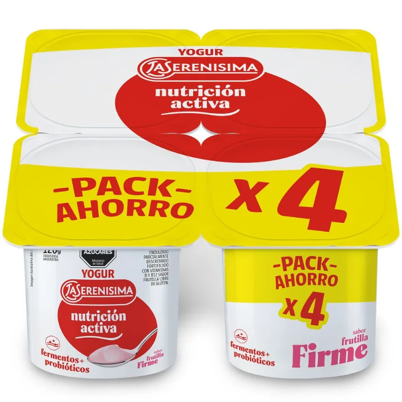 Yogur Firme Entero Sabor Frutilla La Serenísima Nutrición Activa 480 grs