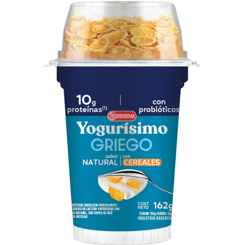 Yogur griego natural con cereales Yogurisímo 162 grs