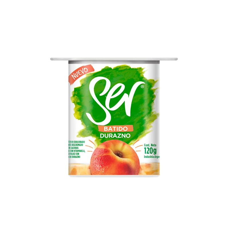 Yogur Descremado Batido Ser Con Frutas - Durazno X 120grs Yogur Batido Ser Con Frutas - Durazno 120gr