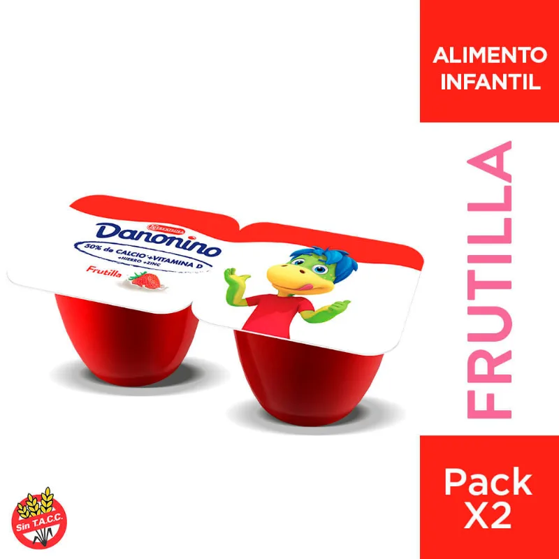 Alimento Lácteo Danonino Frutilla Maxi 2x80,5 Gr