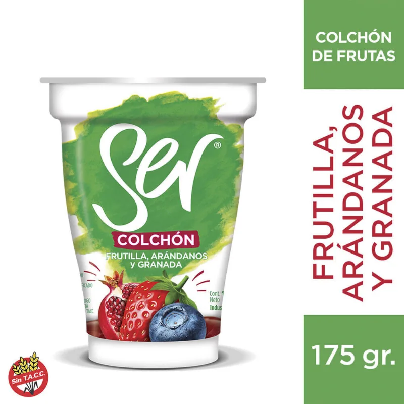 Yogur cremoso descremado Ser colchón frutilla, arándanos y granada 175 g.