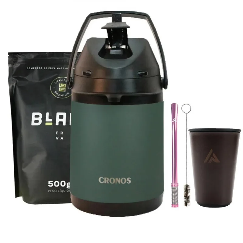 Kit Tereré Azarte Couro Marrom / Cronos Verde Bomba Rose