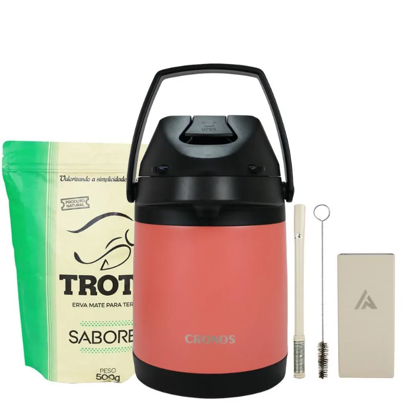 Kit Terere Copo Quadrado + Garrafa Térmica 2.5l + Erva 500g - Azarte